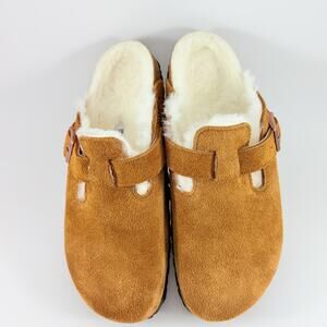 Birkenstock Boston Shearling Clogs – Brown Suede – Size 38 – Cozy & Stylish